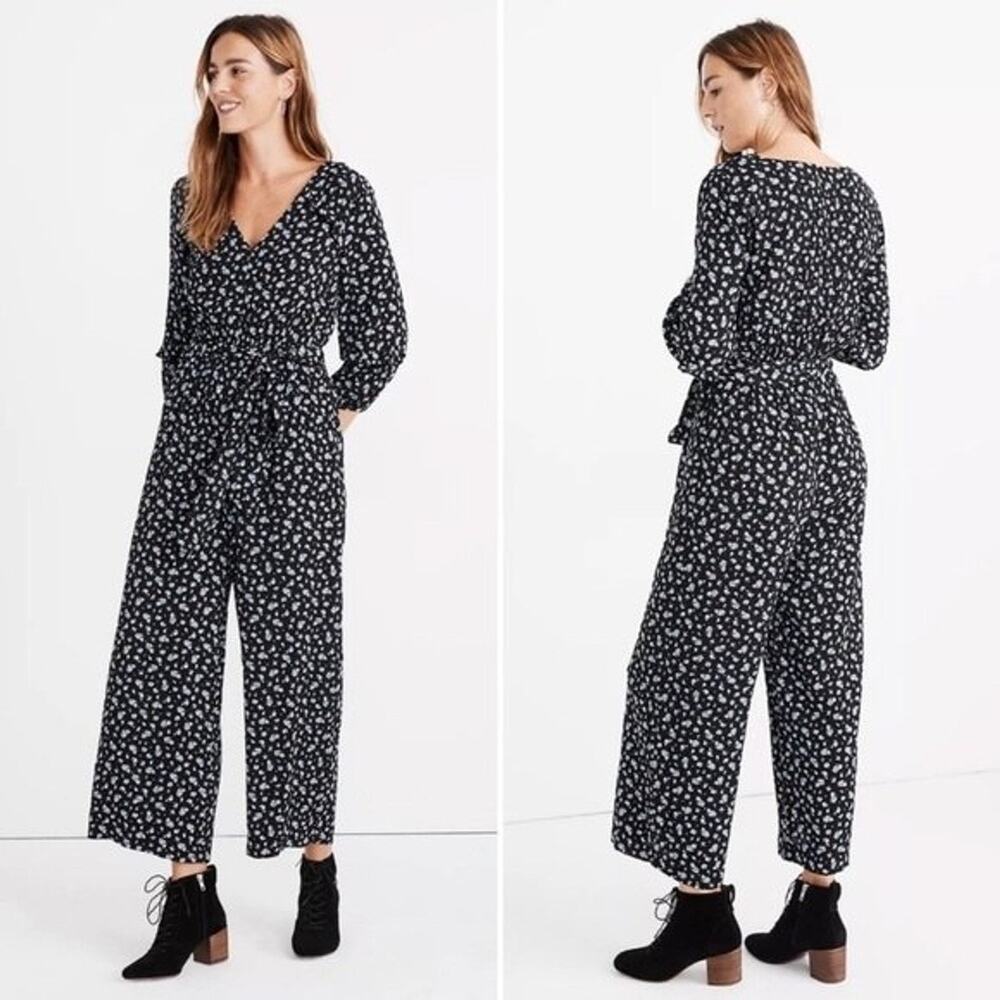 Madewell Ruffle-Sleeve Tie-Waist Jumpsuit - Baby's Breath, XL